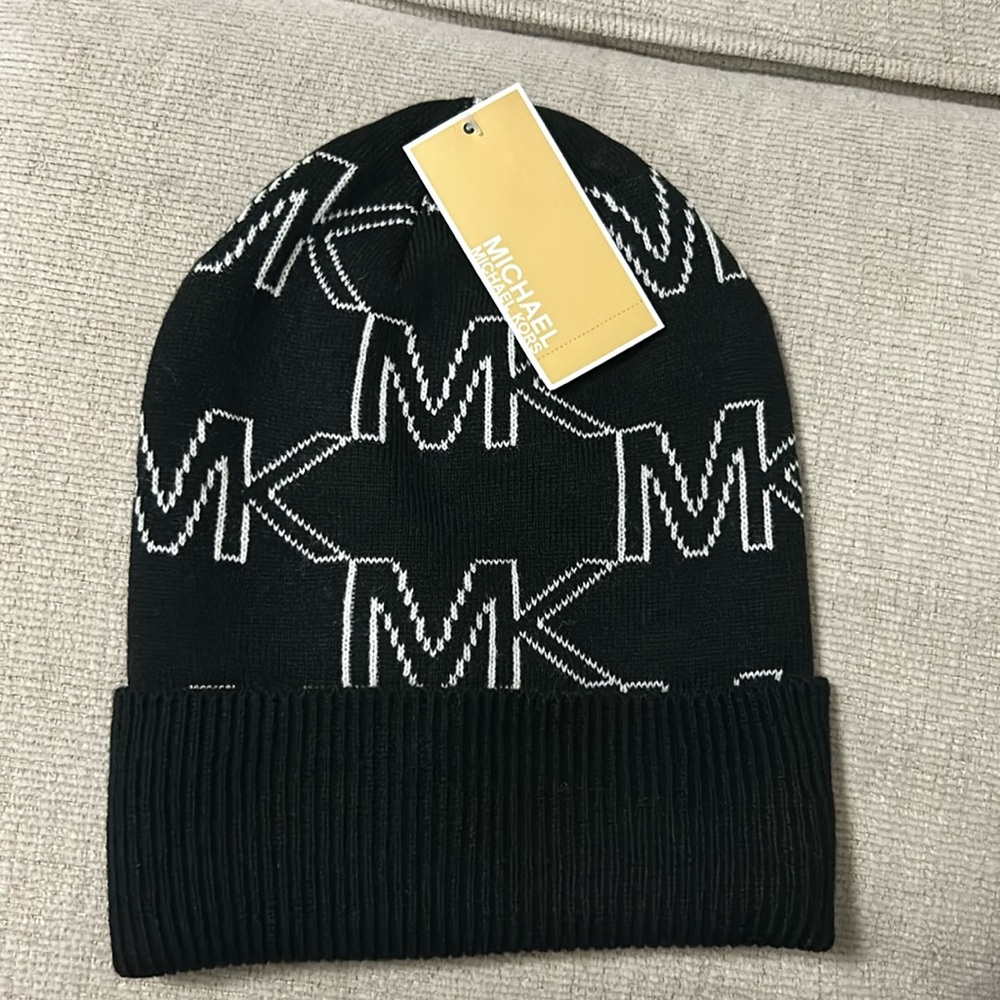 Michael Kors Logo Lurex Beanie-black-one Size
